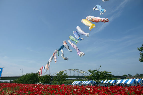 鬼怒川で行われた「花とふれあいまつり」