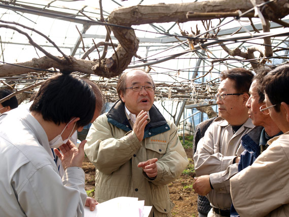 現場で、対策について議論しました。（右端は、白田前議長）